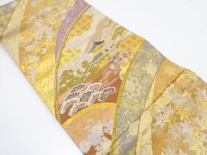 光悦垣に寺院風景模様織り出し袋帯